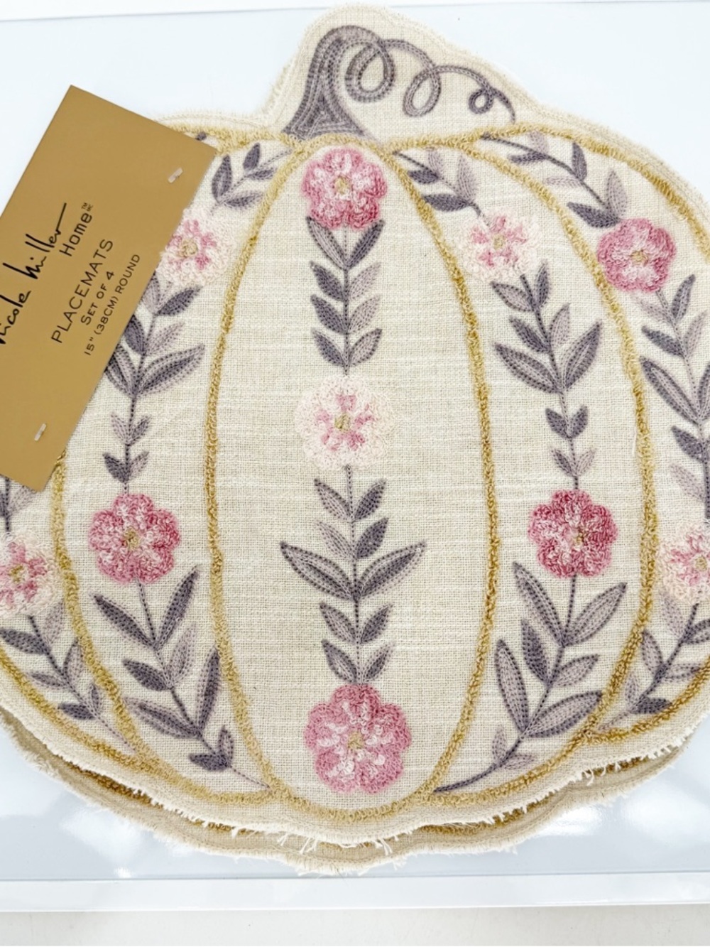 NWT Nicole Miller Set of 4 Pumpkin Placemats - Picture 3 of 6